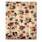 Designart - Modern Flower In Blue Red and Orange - Bohemian & Eclectic Print on Natural Pine Wood